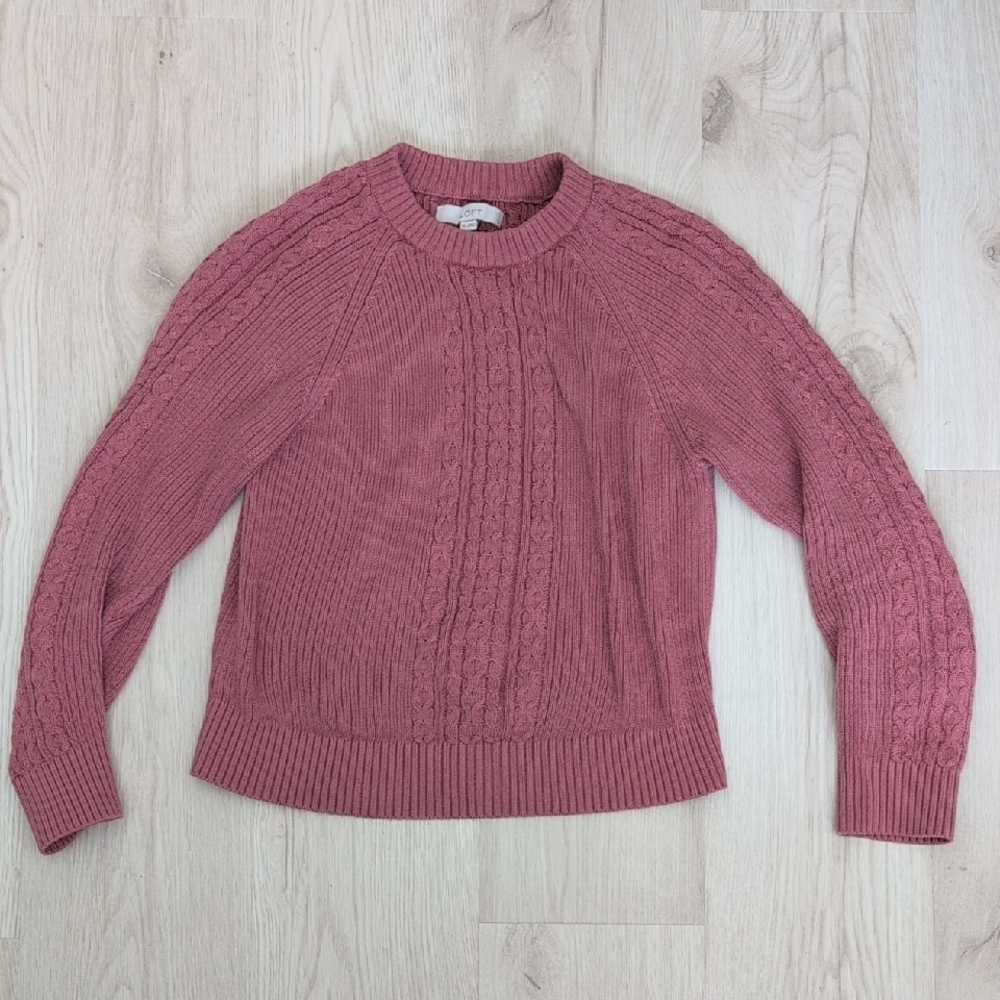 LOFT Women's Cable Knit Sweater - Dusty Rose